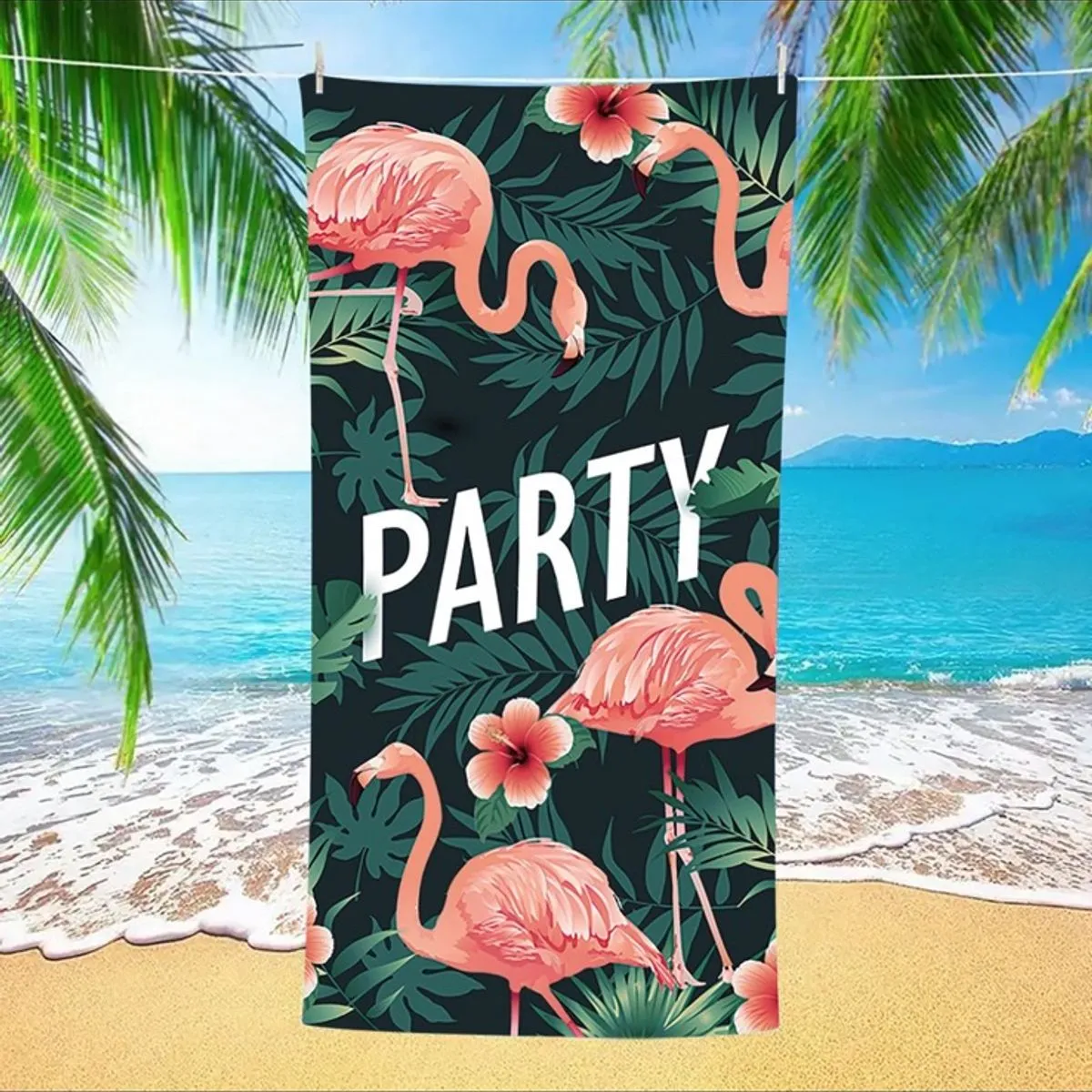 Ręcznik Plażowy 70/140 z Flamingami i Party