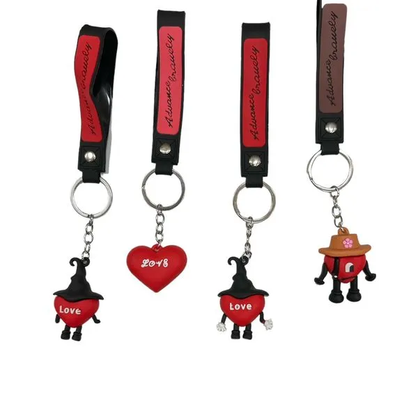 Brelok do kluczy z motywem Love czarny/czerwony/brązowy