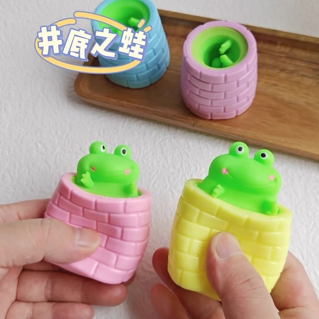 Gniotki Żaba Squeeze Toys w pojemniku ceglanym