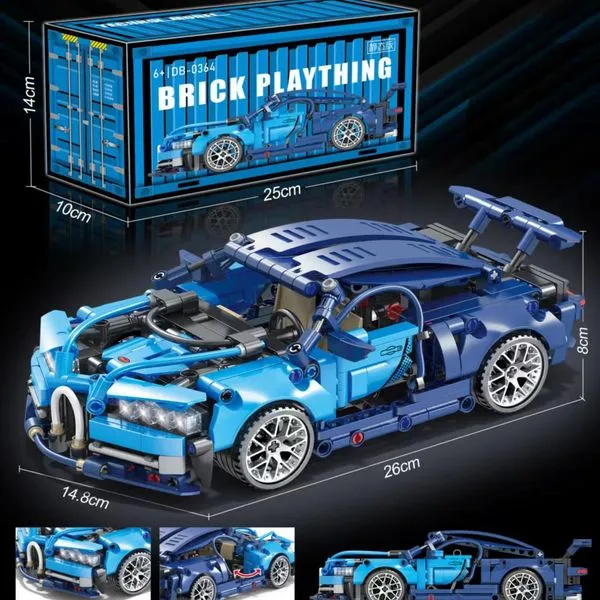 Zestaw klocków Brick Plaything Bugatti niebieski DB-084