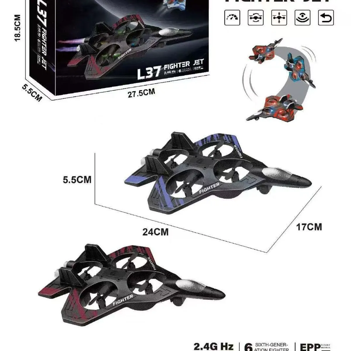 Quadrocopter L37-1 Fighter Jet 24x18.5x10cm