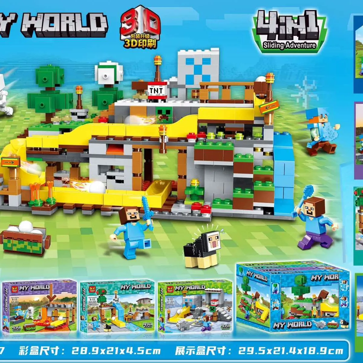 Zestaw klocków My World 4w1 Minecraft
