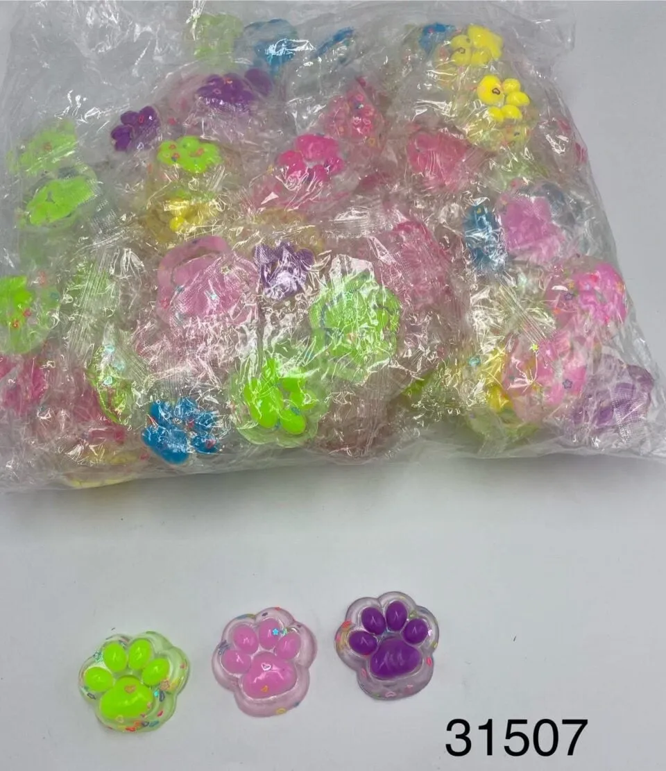 Zabawka Squishy Mini Łapki 100 szt - Brokatowe Mix Kolorów