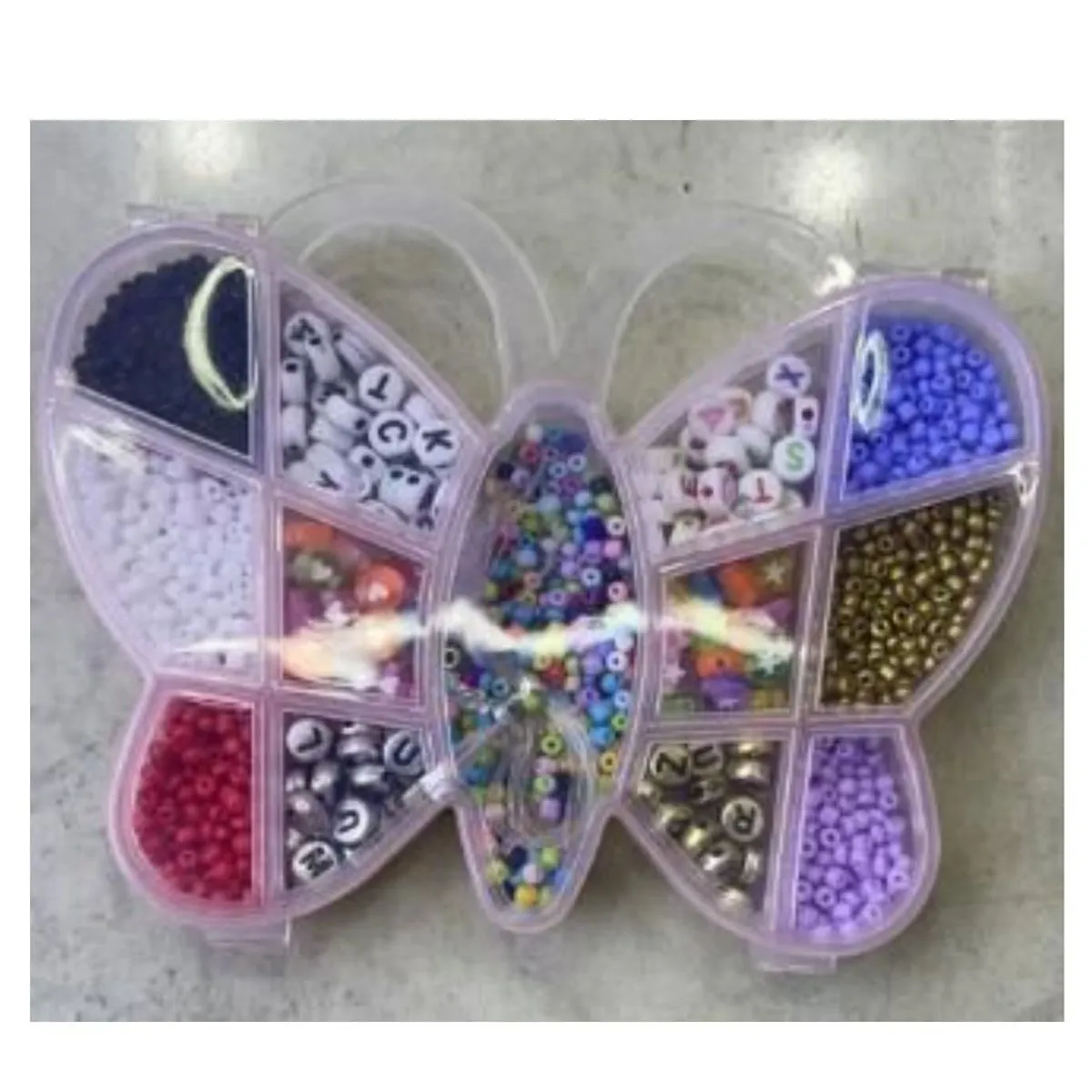 Zestaw koralików DIY Organizer Motyl z literkami
