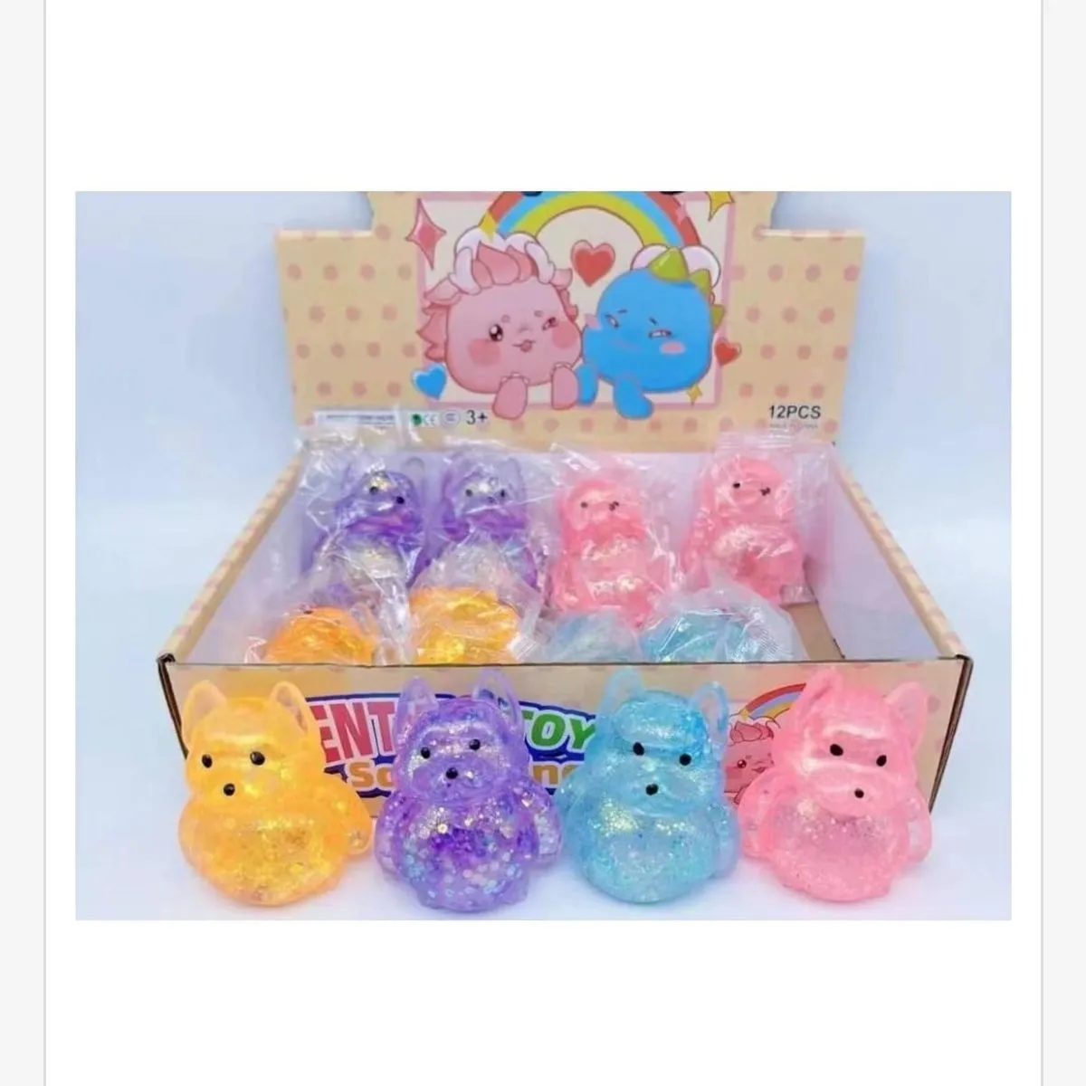 Zabawki Squeeze Toys Gniotki Zwierzątka z Brokatem 12 szt.