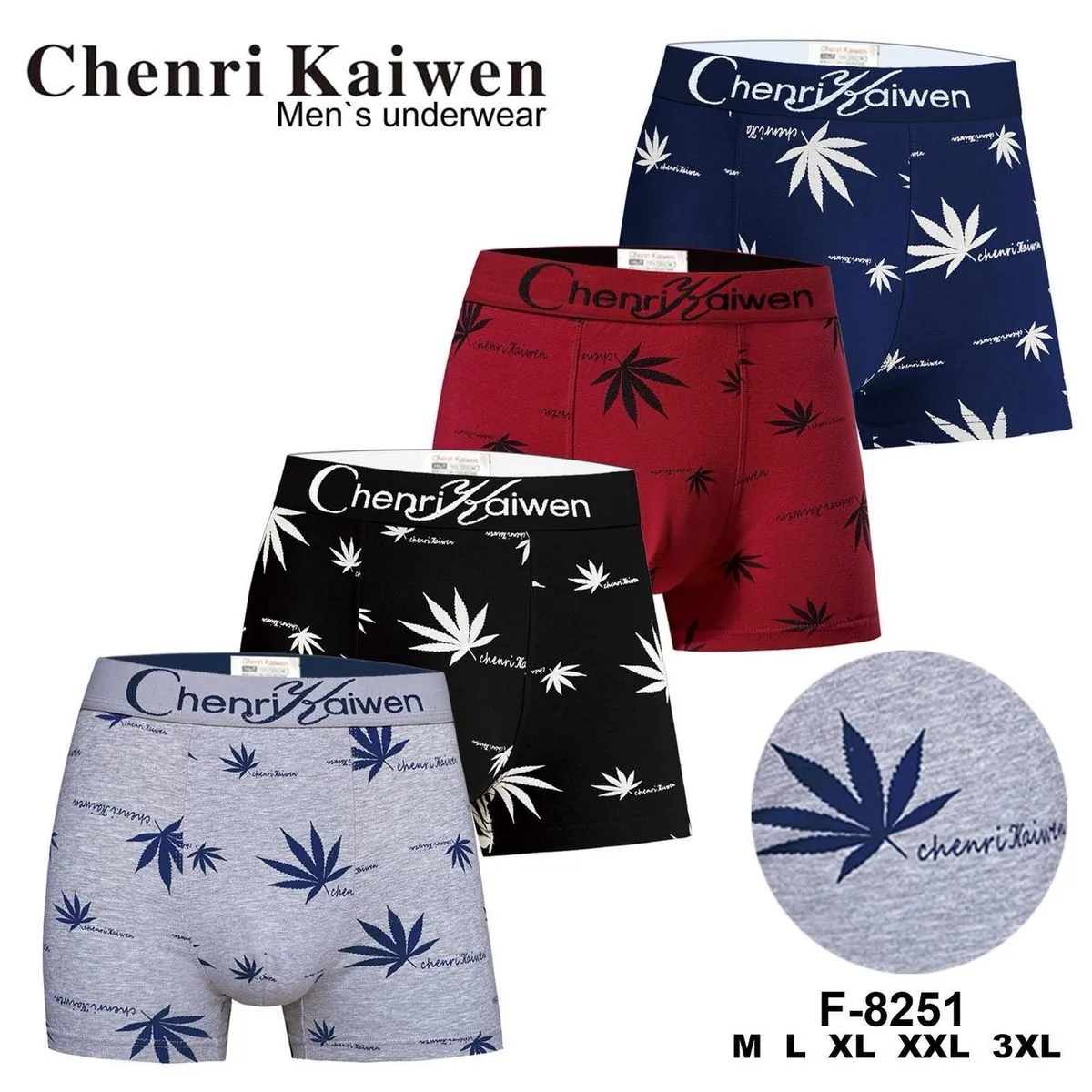 Bokserki męskie Chenri Kaiwen z motywem liści, M-XXL, F-8251