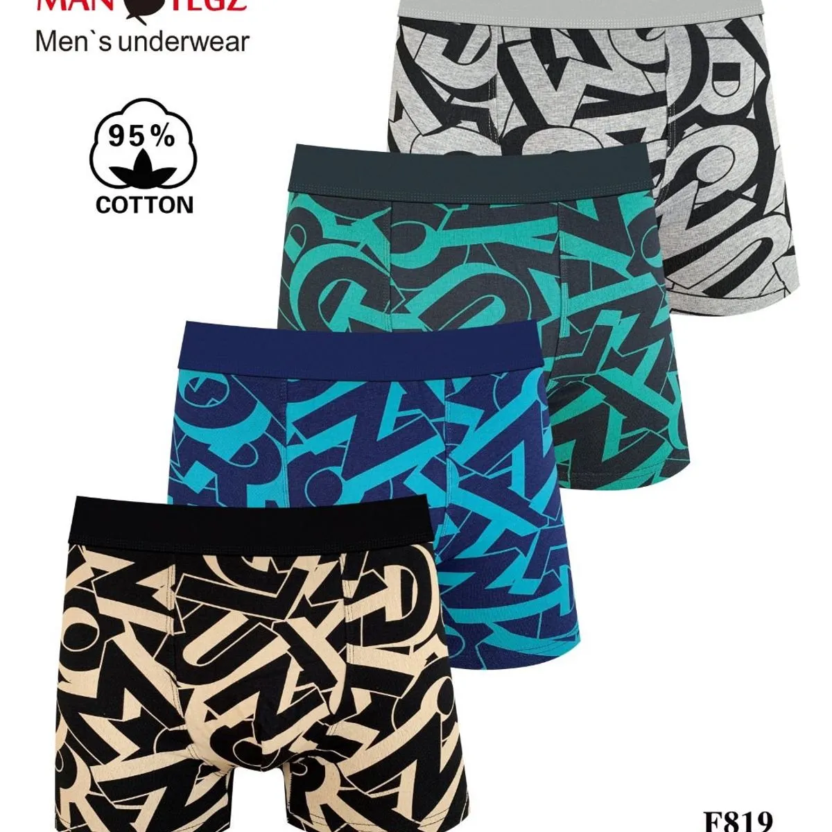 Bokserki męskie bawełniane 95% M-L-XL-XXL F819