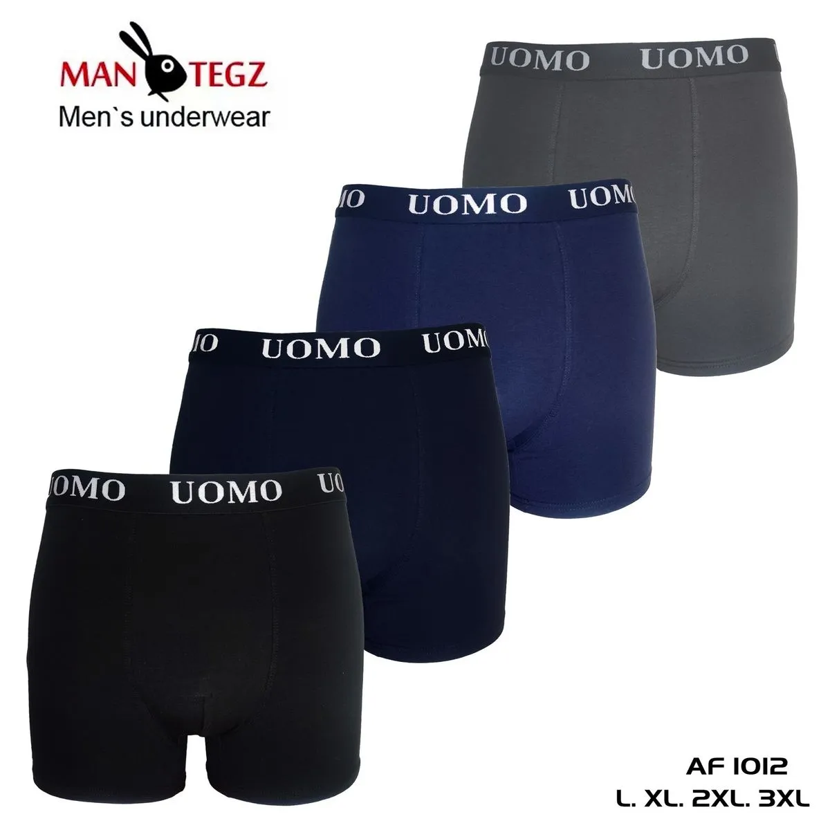Bokserki męskie UOMO 4 szt. L XL XXL granat/czarny/szary