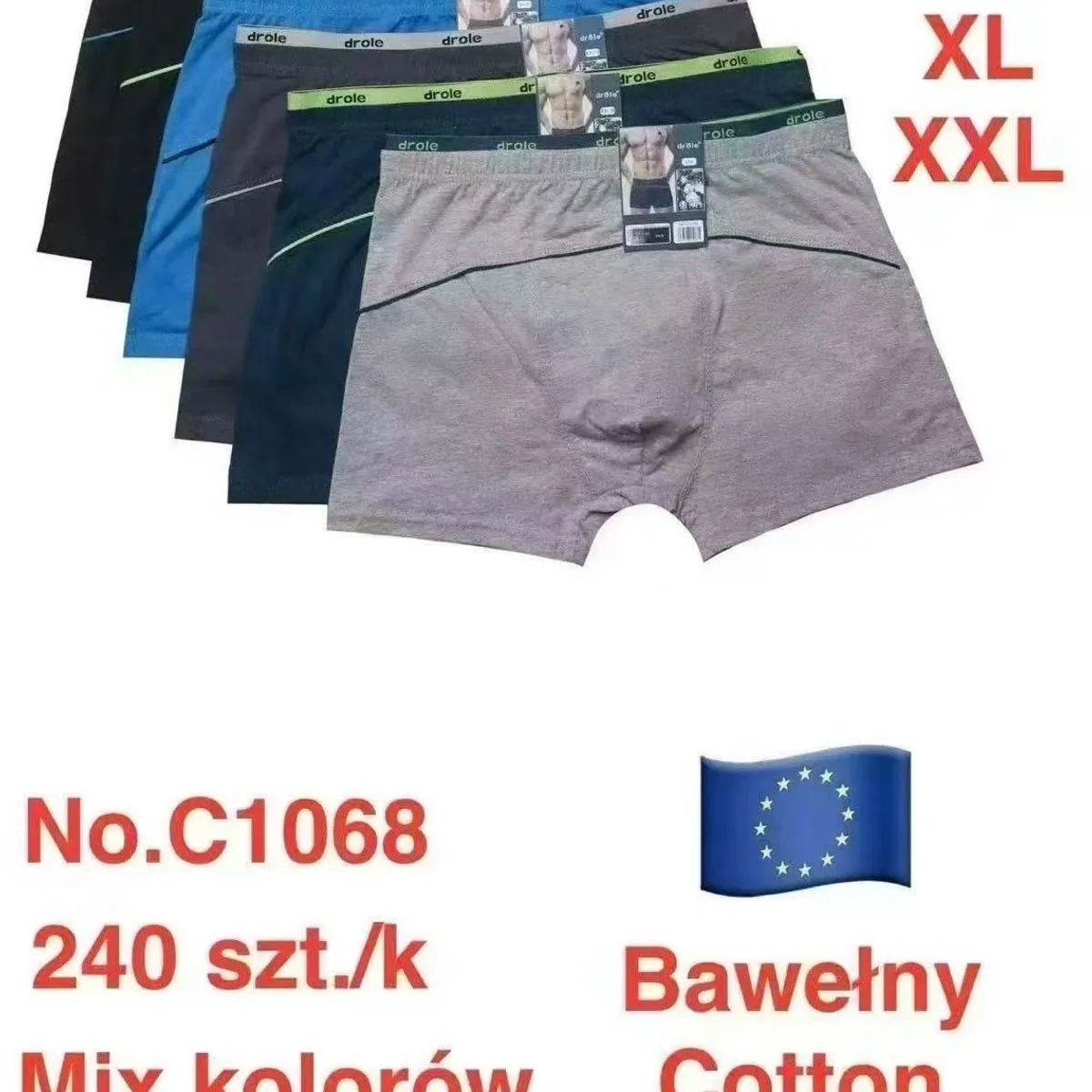 Bokserki męskie Drôle mix kolorów M-L-XL No.C1068