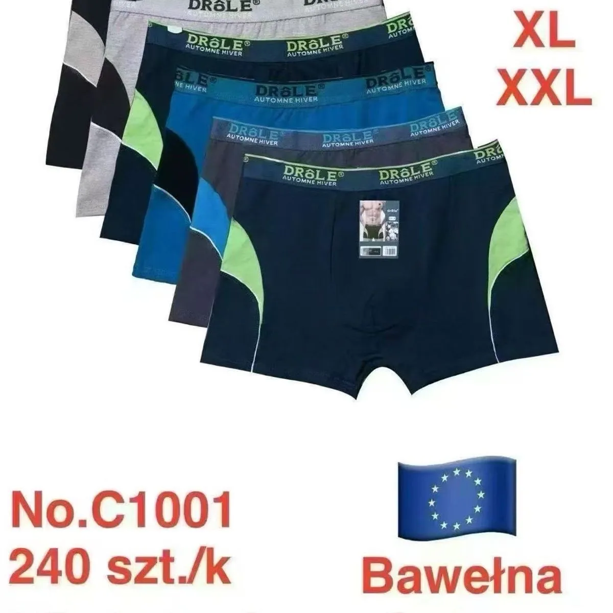 Bokserki męskie DROLE bawełniane mix kolorów M-5XL
