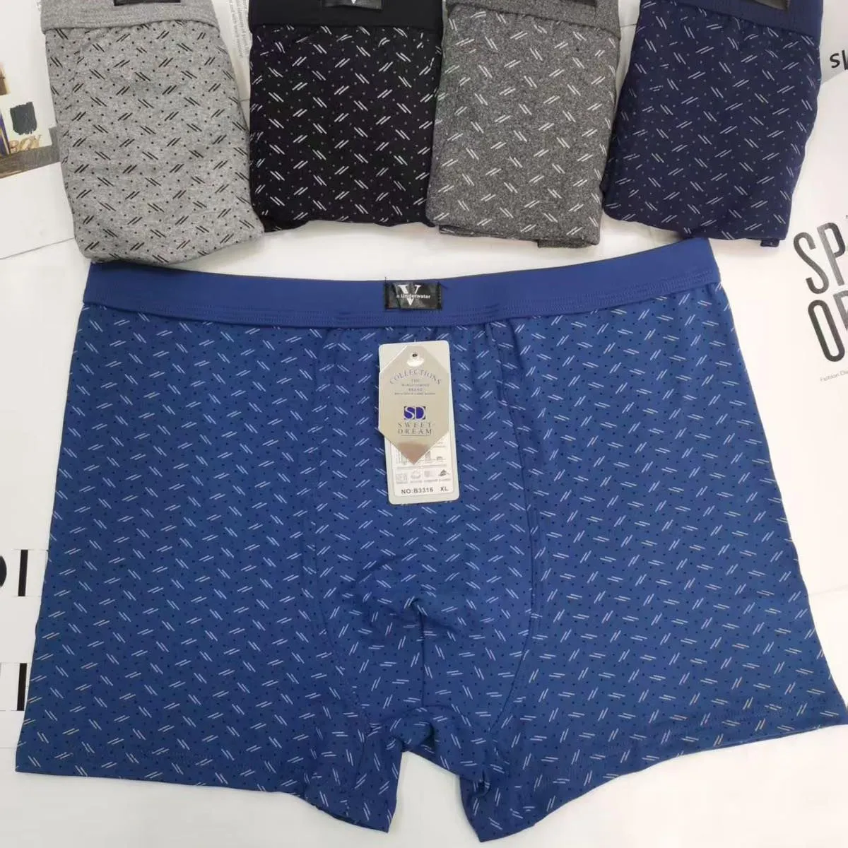 Bokserki męskie wzór V granatowe M-L-XL-XXL 24szt