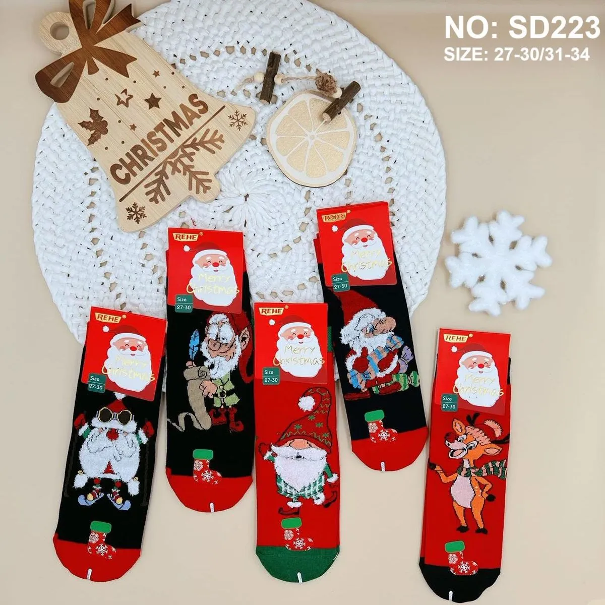 Skarpetki damskie świąteczne wzór Santa NO: SD223 27-31/31-34