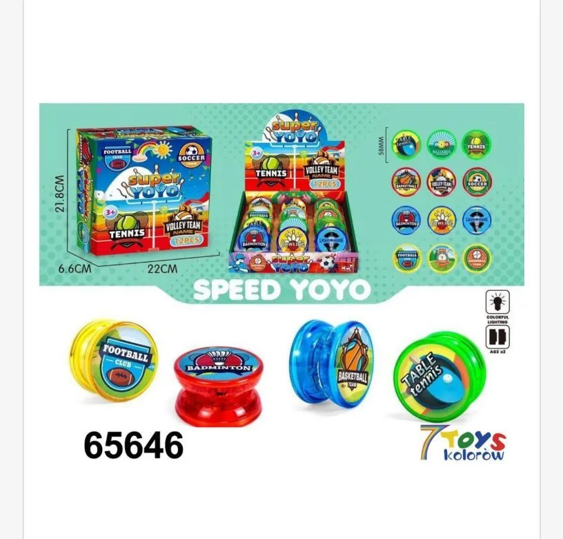 Zabawki Speed YOYO z motywami sportowymi, opak. 12 szt