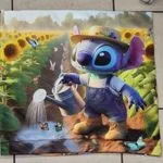 Poduszki 40/40 ze Stitch w ogrodzie słoneczników