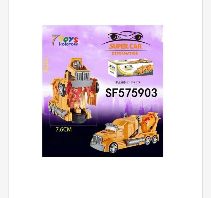 Zabawka Robot Truck Transformer Żółty 7.6 cm SF575903
