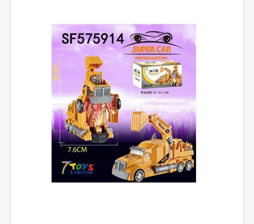 Transformujący Robot Truck Żółty 7.6 cm SF575914