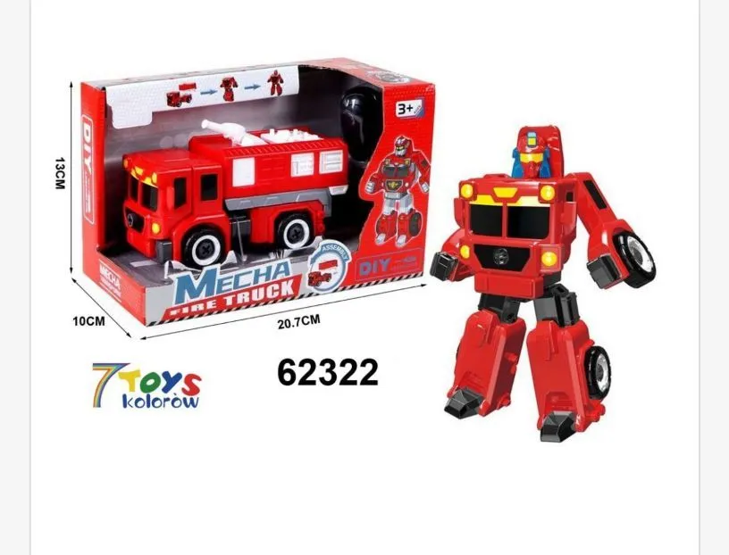 Zabawka Mecha Truck Strażacki Robot DIY 20cm