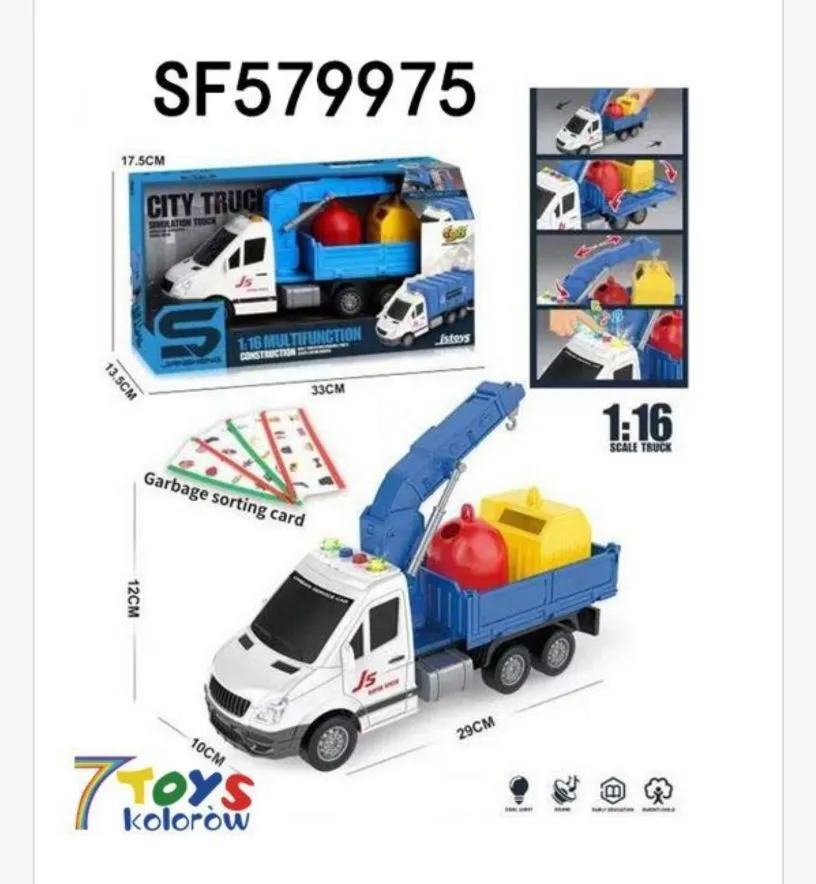 Zabawka Ciężarówka Śmieciarka City Truck 17cm 1:16