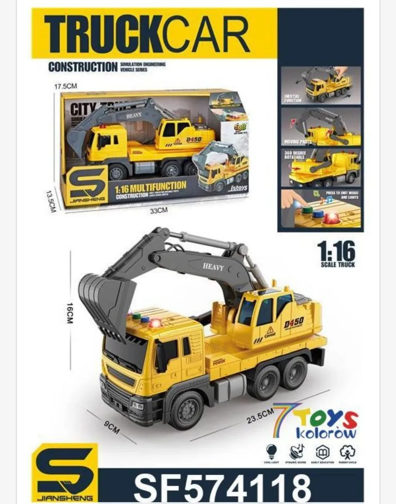Truck Car Construction City Truck Ładowność 1:16 Żółty
