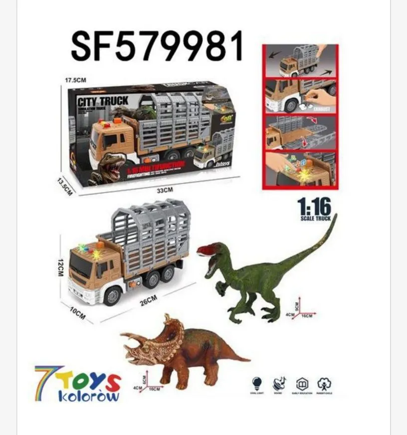 Zabawka City Truck z dinozaurami 17cm skala 1:16