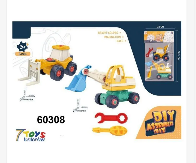 Zabawki do składania DIY - koparka, wóz widłowy, model 60308