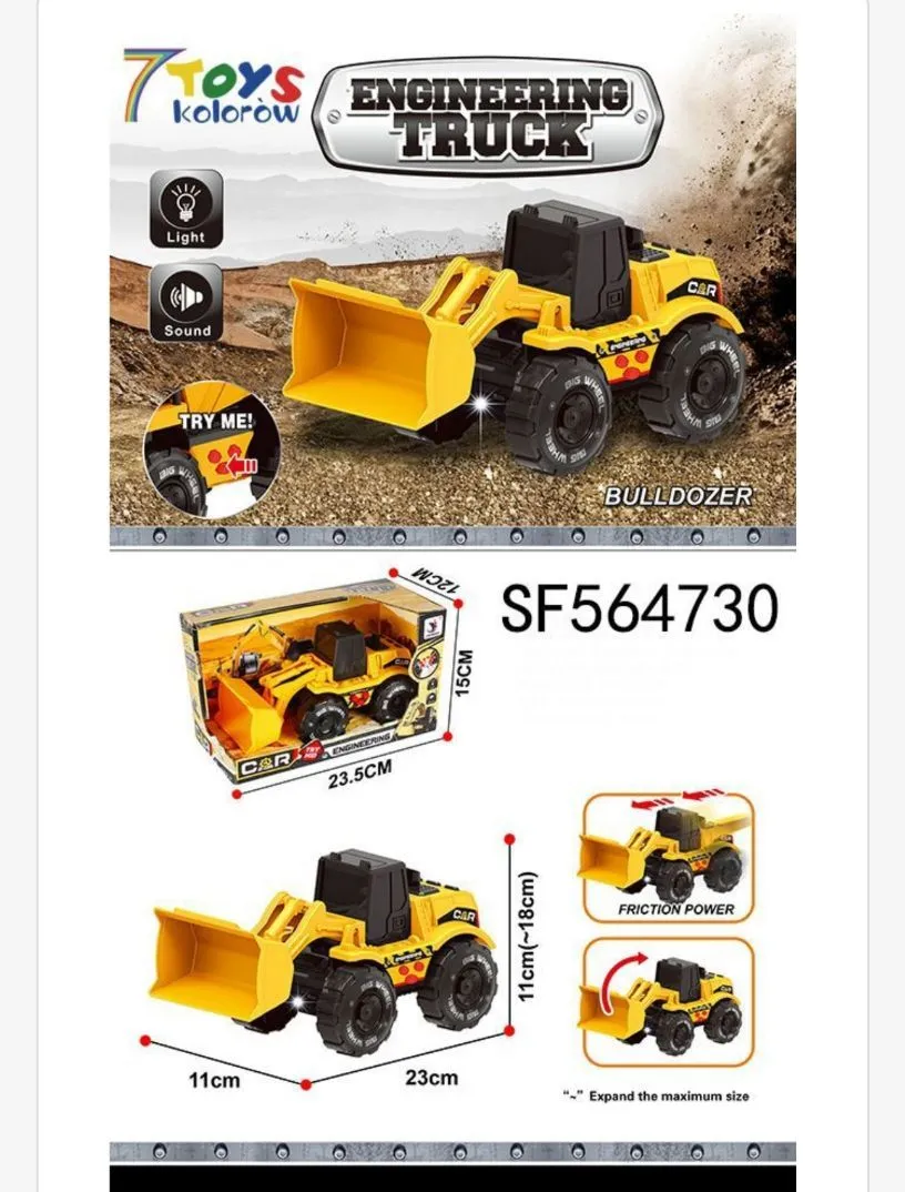 Zabawka Spychacz Engineering Truck Żółty 23x11x25cm