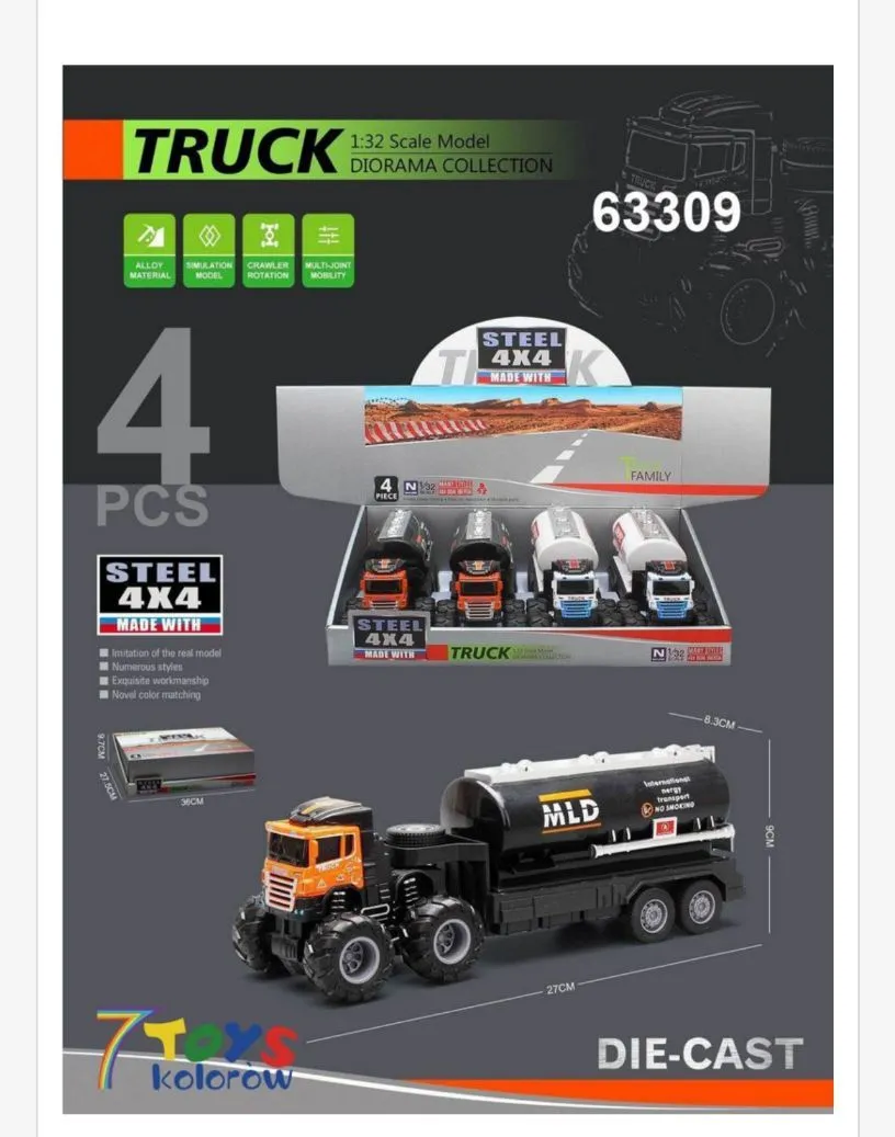 Zabawka Truck 1:32 Die Cast Steel 4x4 Diorama 63309