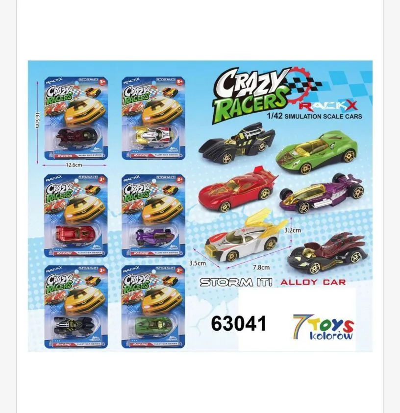 Zabawki Samochody Crazy Racers 1:42 Alloy 12cm-15cm