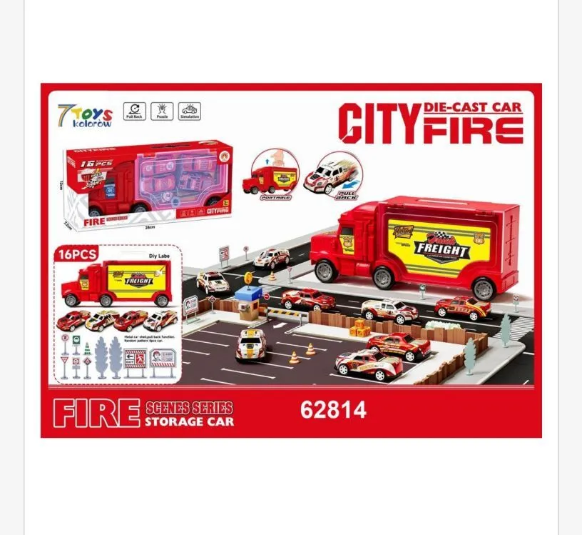 Zestaw Die Cast Car City Fire 16PCS 62814