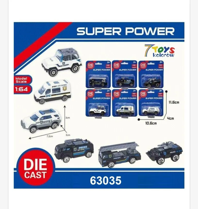 Zabawki Super Power Die Cast Policja 1:64 63035