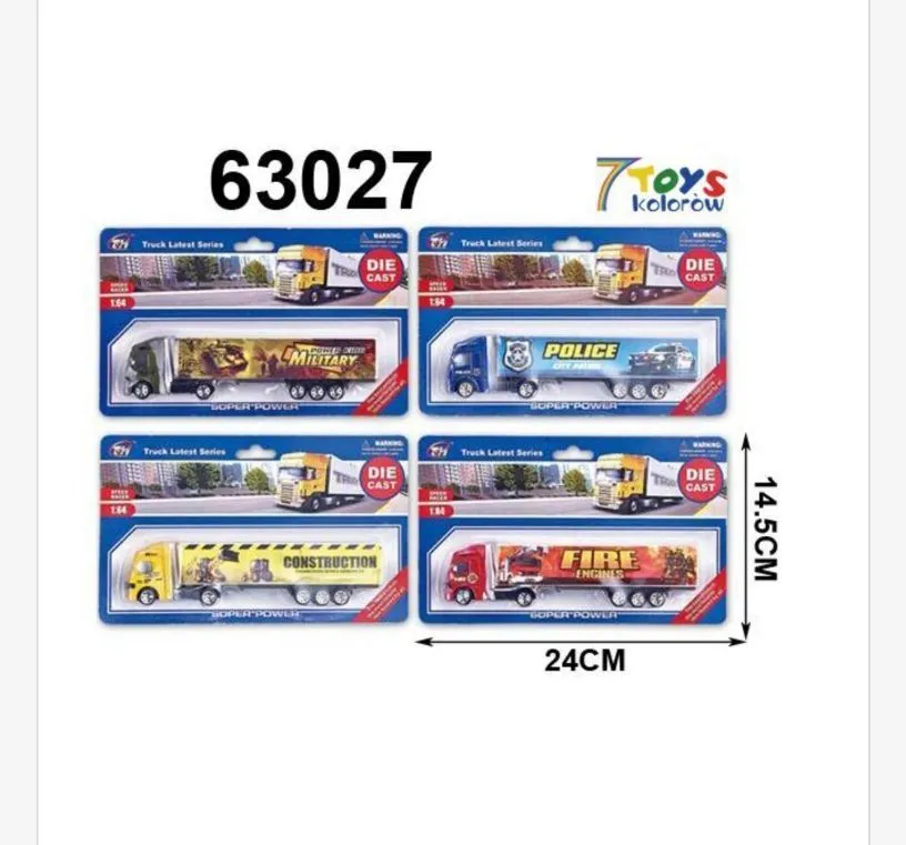 Zestaw 4 modeli samochodów ciężarowych Die Cast 24x15 cm