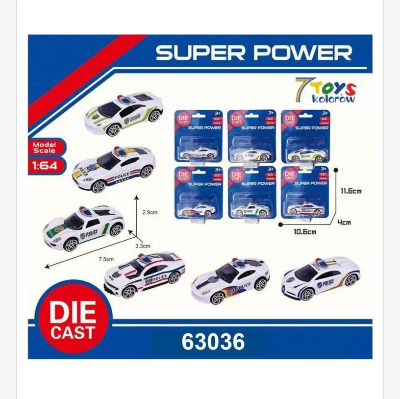 Zabawki Samochody Policyjne Die Cast Super Power 1:64