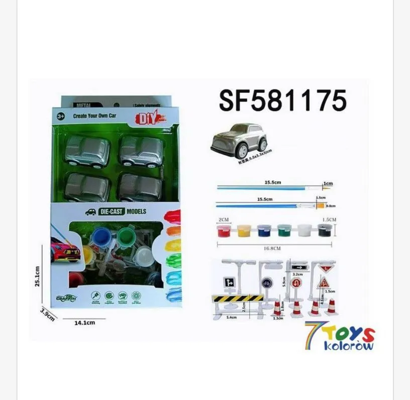 Zestaw DIY Die Cast Models Samochody do Malowania SF581175