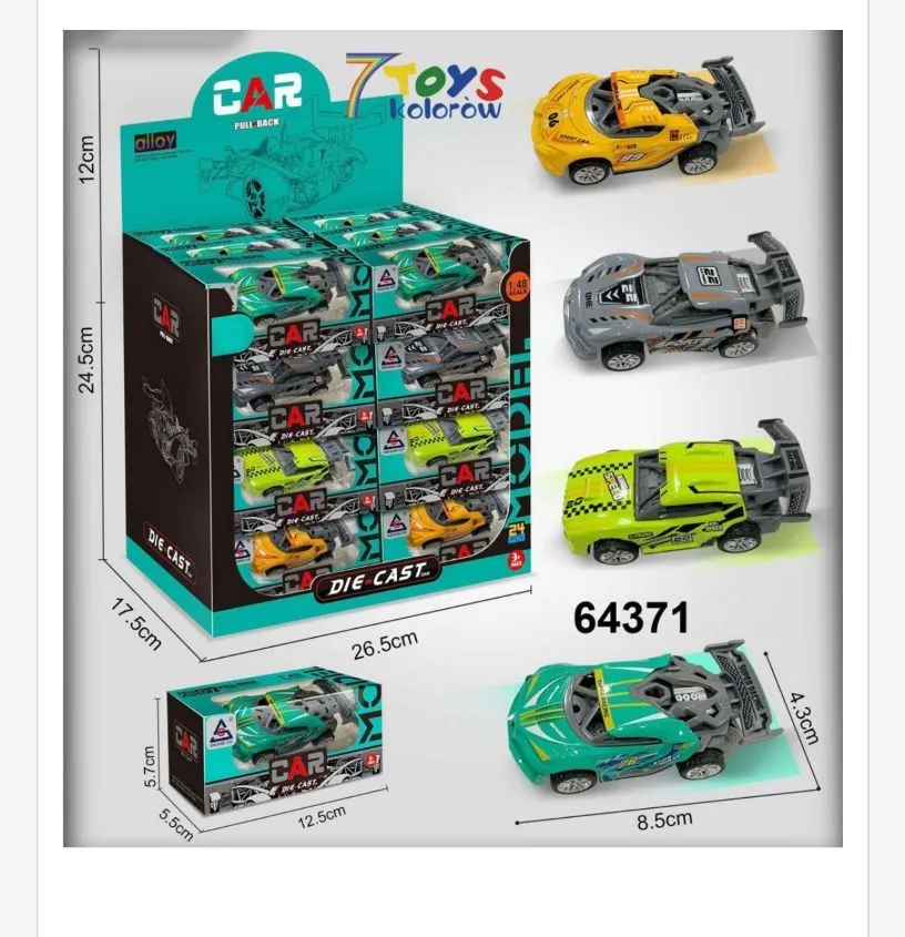 Zabawki Samochody Die Cast 6cm, zestaw 24 szt