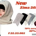 Czapki damskie kominiarki dzianinowe zima 2025 beżowe/szare