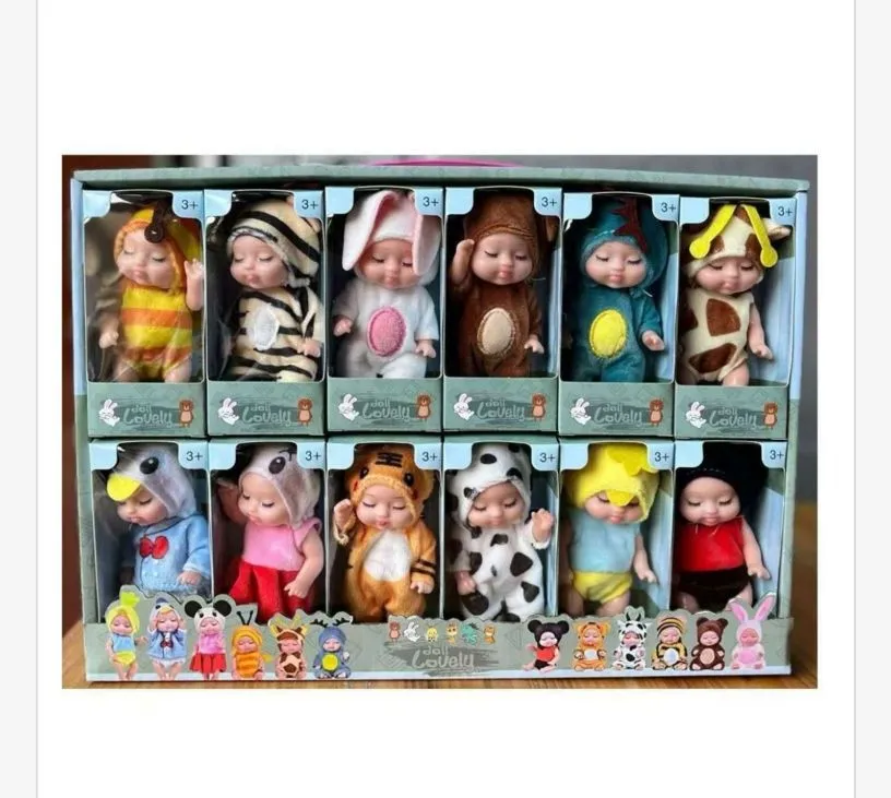 Zestaw 12 mini lalek Baby Lovely w strojach zwierzęcych