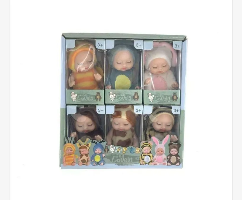 Zestaw 6 mini lalek niemowląt w kostiumach zwierząt 3+