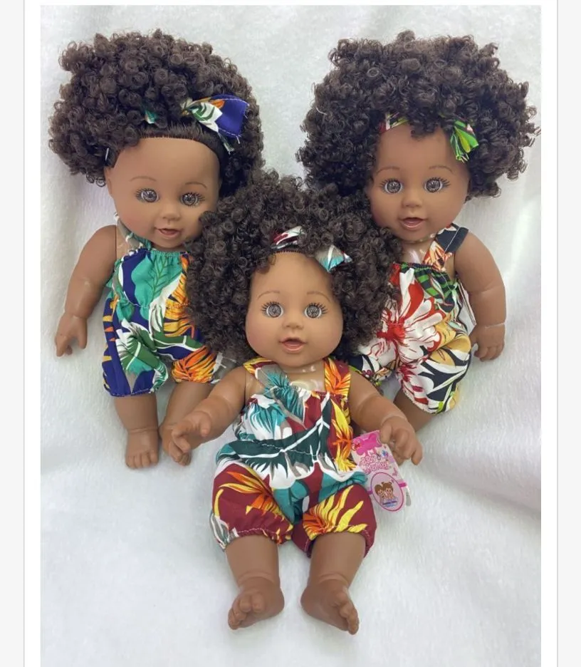 Lalki dla dzieci afro z sukienkami kwiatowymi 3 szt