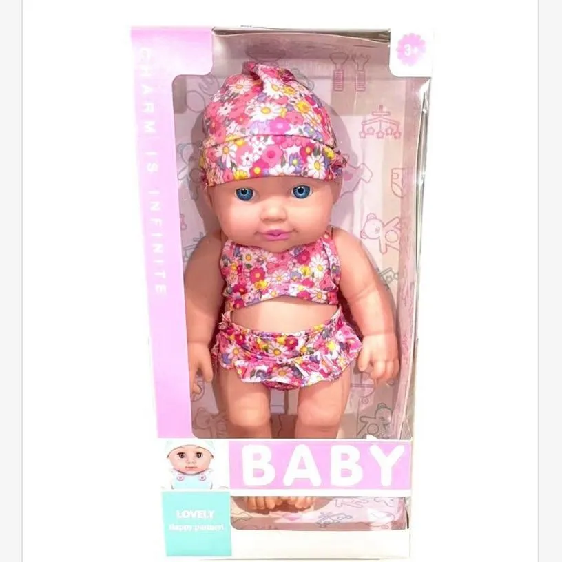 Lalka Baby Lovely w kostiumie kąpielowym różowo-kwiatowym