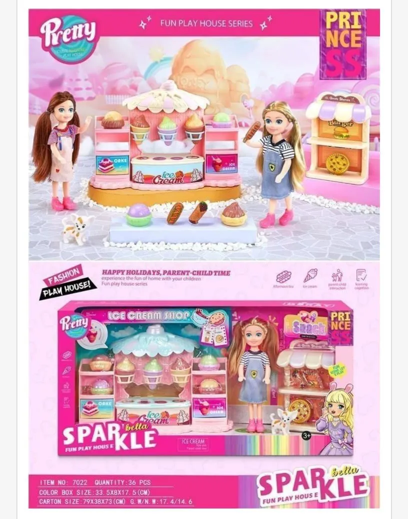 Zabawka Lalka Sparkle Bella Ice Cream Shop 30 pcs