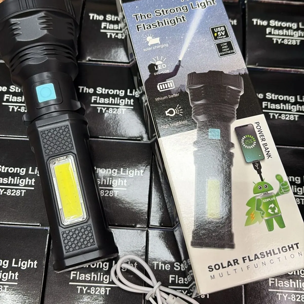 Latarka solarna Strong Light TY-928 z power bank i kablem USB