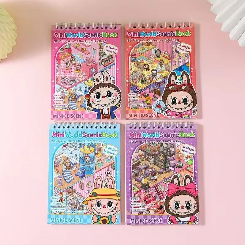 Zestaw 4 Mini World Scene Book 3D Labubu