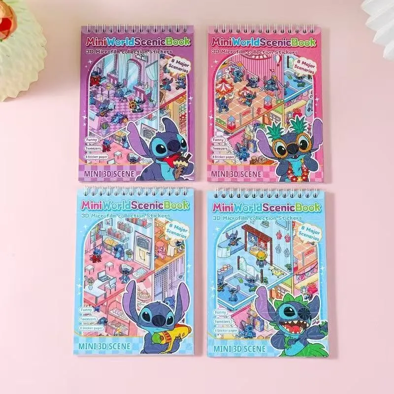 Zabawki Naklejki Stitch Mini 3D World Scenic Book 4szt
