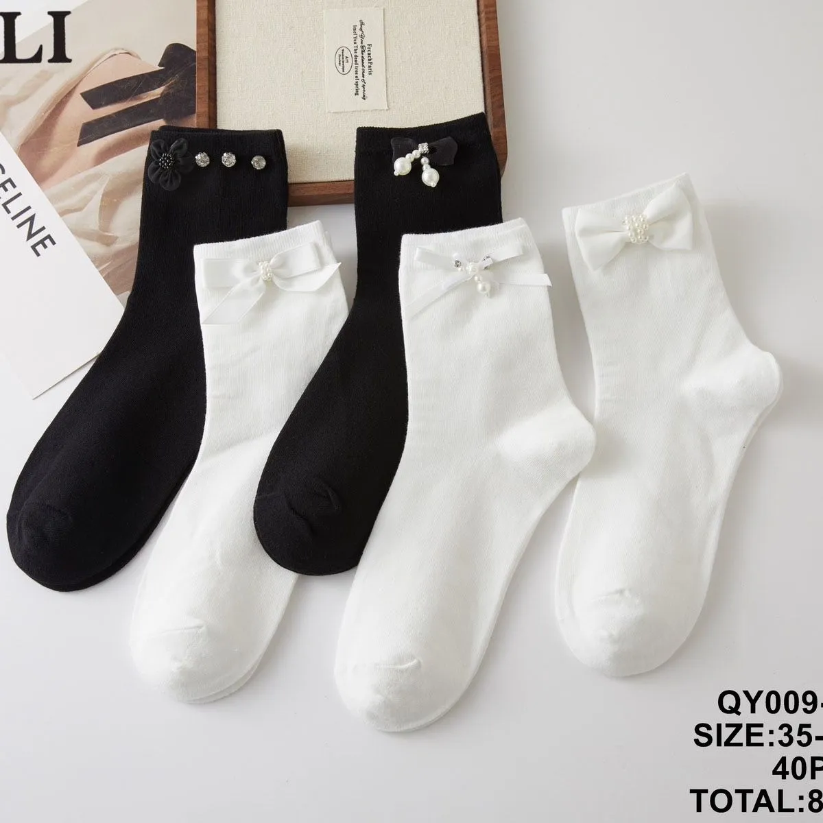 Skarpetki damskie SO&LI Celine czarne i białe roz. 35-38/41