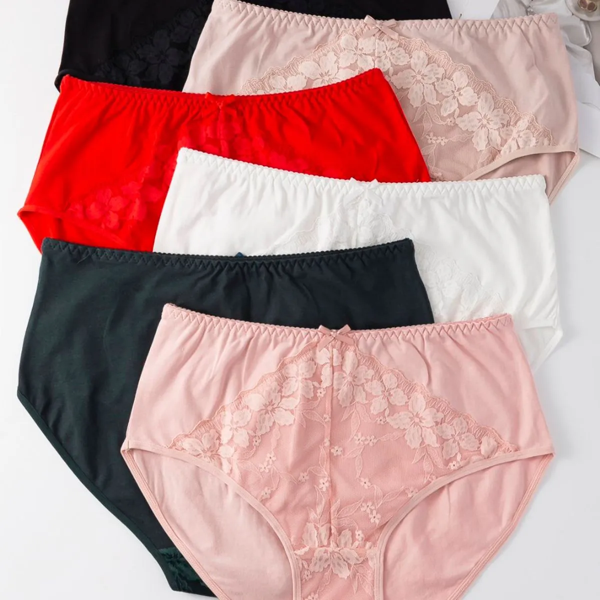 Majtki damskie Finella 2XL-4XL, zestaw czarny różowy czerwony biały