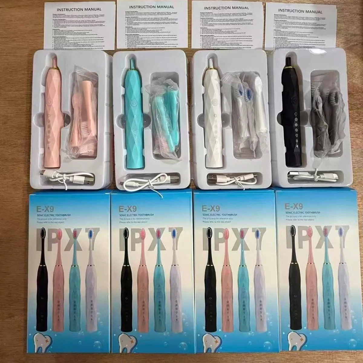 Szczoteczka soniczna E-X do zębów, zestaw 4 kolory