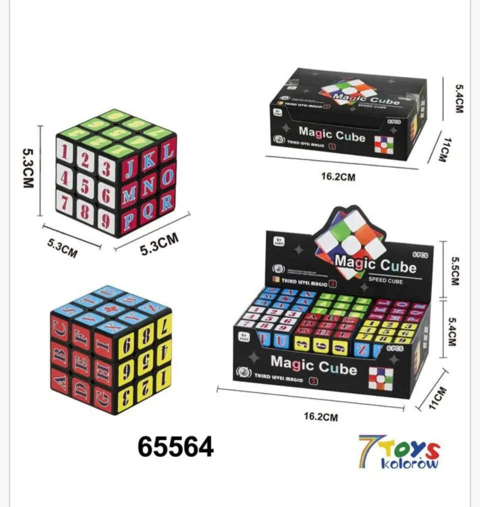 Kostka Rubika Edukacyjna Litery i Cyfry 5,3cm