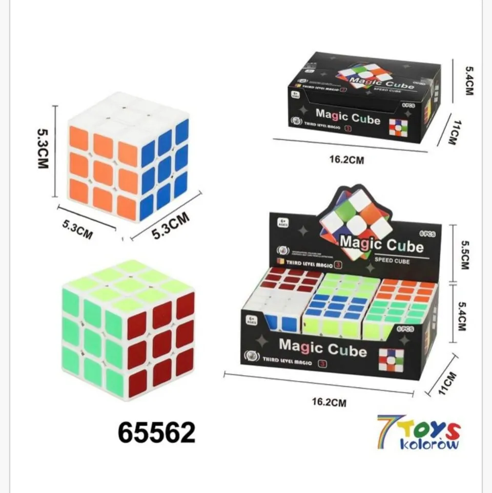 Kostka Rubika 3x3x3 Magic Cube 5,3cm kolorowa - 12 szt