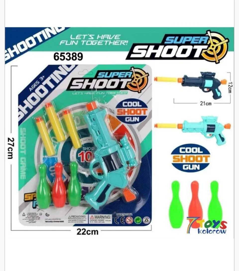 Pistolety Zabawkowe Super Shoot 21cm z Akcesoriami 12 szt