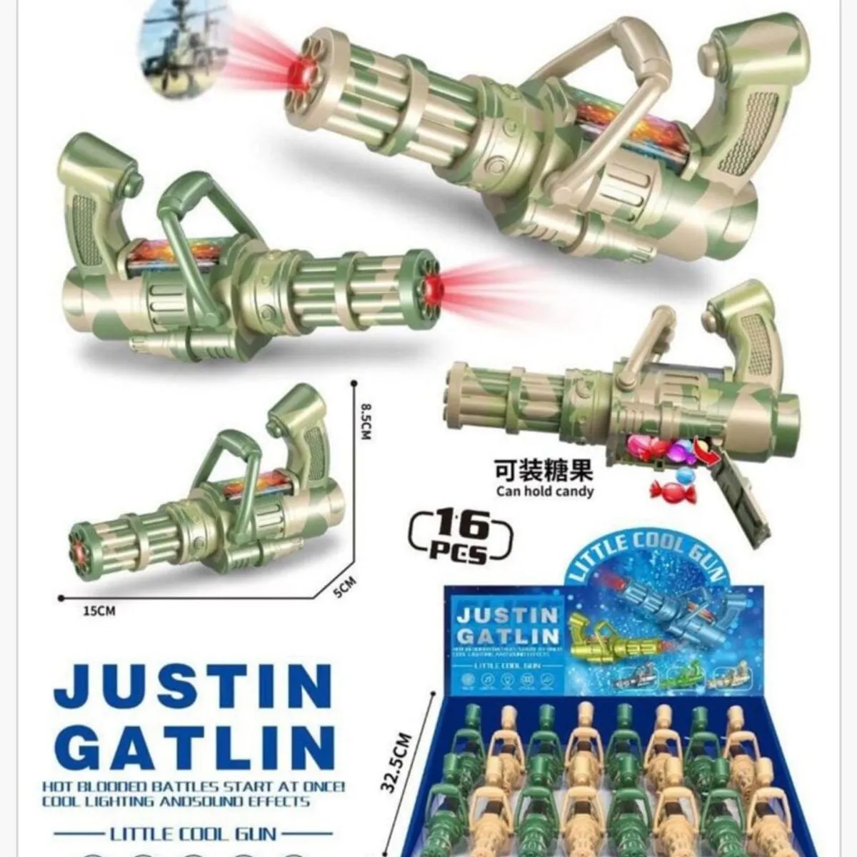 Pistolet Zabawkowy Justin Gatlin Gatling z Projektorem i Schowkiem